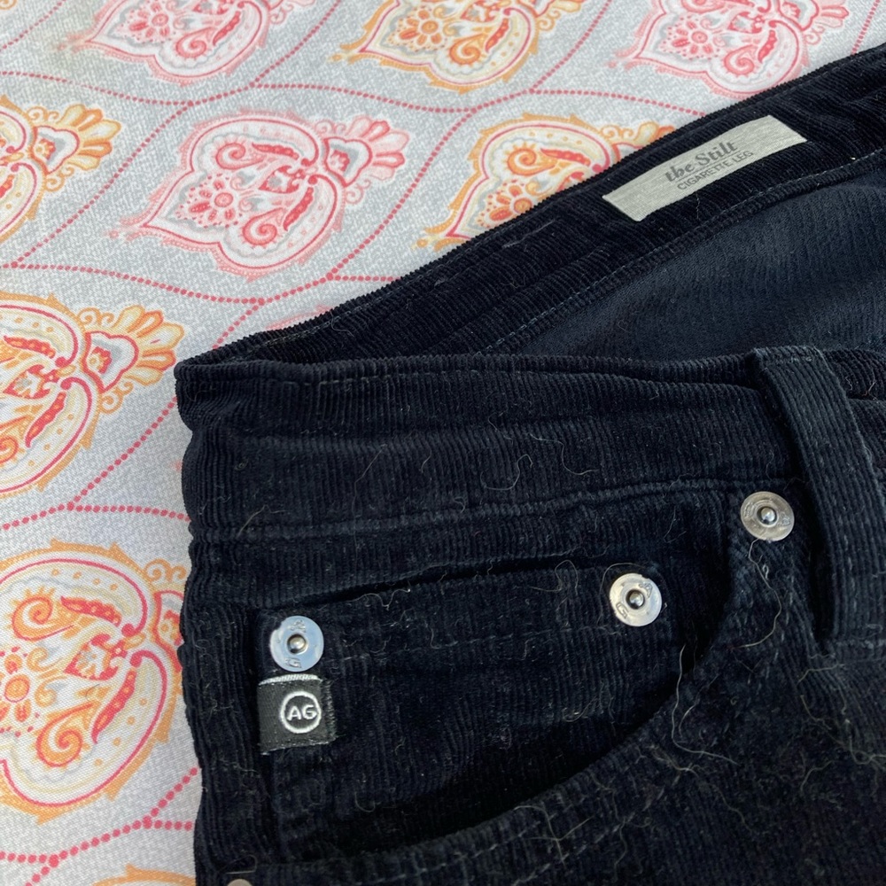 Black Adriano Goldschmied Cotton Cord Straight Leg Pants - Picture 6 of 10